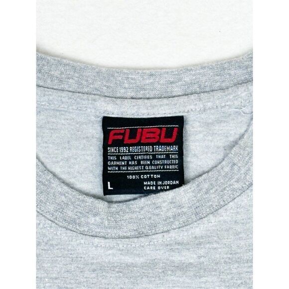 Vintage Y2K FUBU T-Shirt Large Grey Respect The Game Hip Hop Rap - Picture 4 of 8
